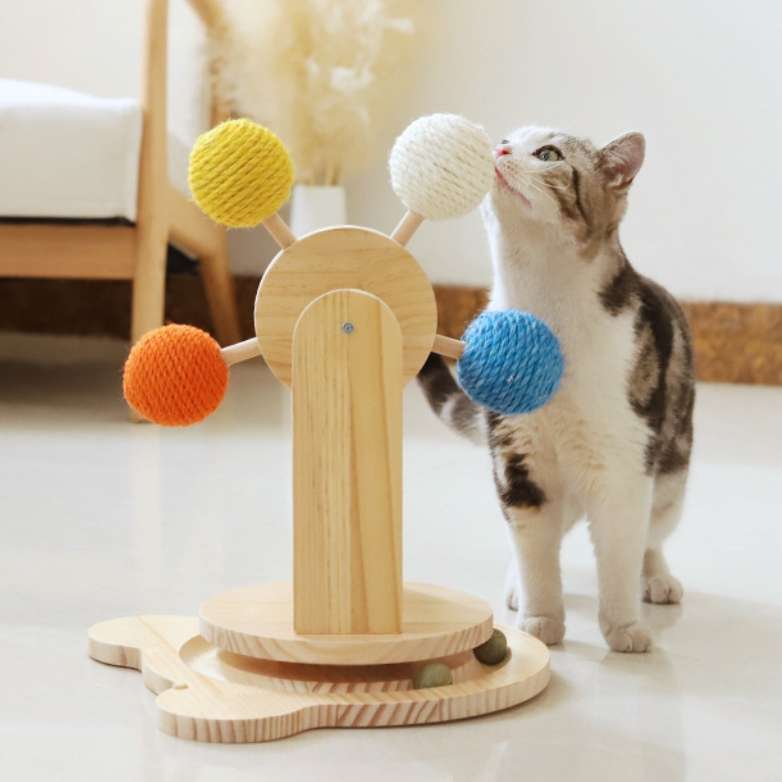 CatHoliday ชิงช้าสวรรค์ฝนเล็บพร้อมรางบอล ลับเล็บแมว ของเล่นแมว
