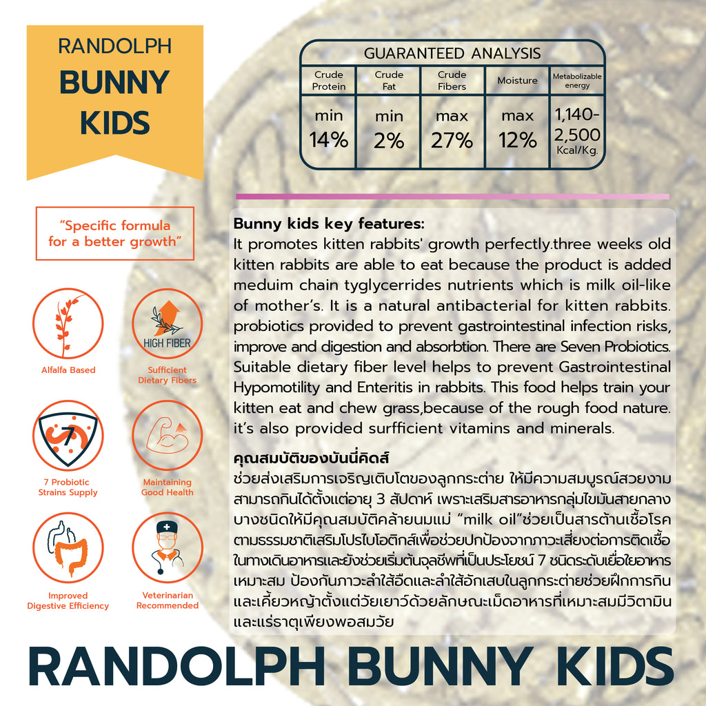 CatHoliday Randolph อาหารเม็ดกระต่าย ที่ใช้ในการฟื้นฟู บำบัดโรคลำไส้อืด
