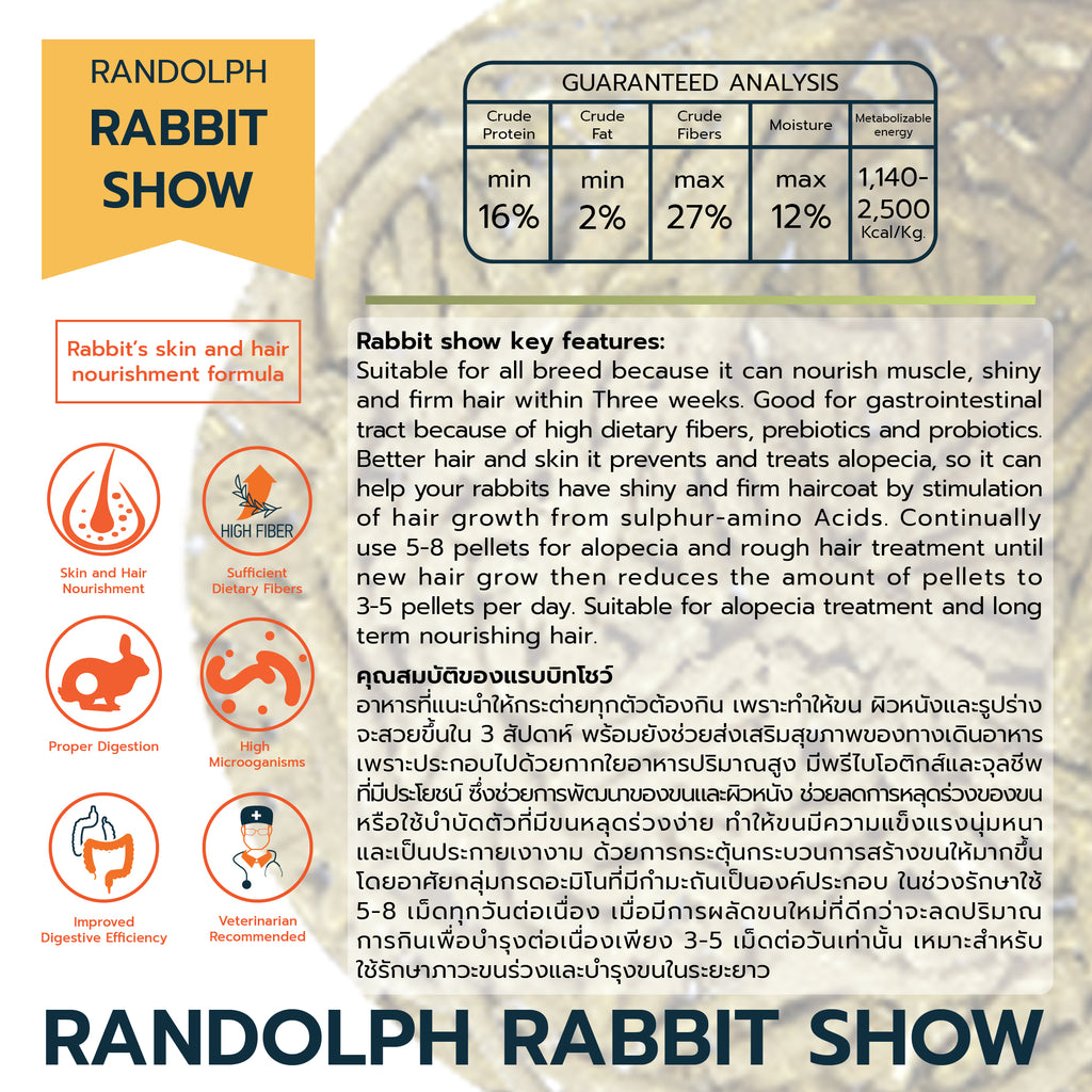 CatHoliday Randolph อาหารเม็ดกระต่าย ที่ใช้ในการฟื้นฟู บำบัดโรคลำไส้อืด