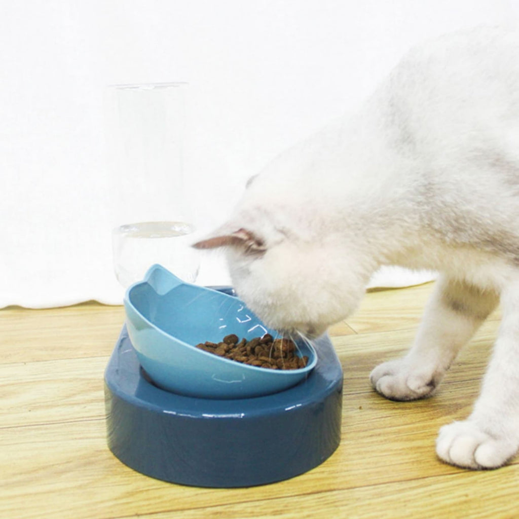 ชามให้น้ำพร้อมชามโค้งหน้าแมว ชามอาหารสัตว์เลี้ยง ชามอาหารแมว