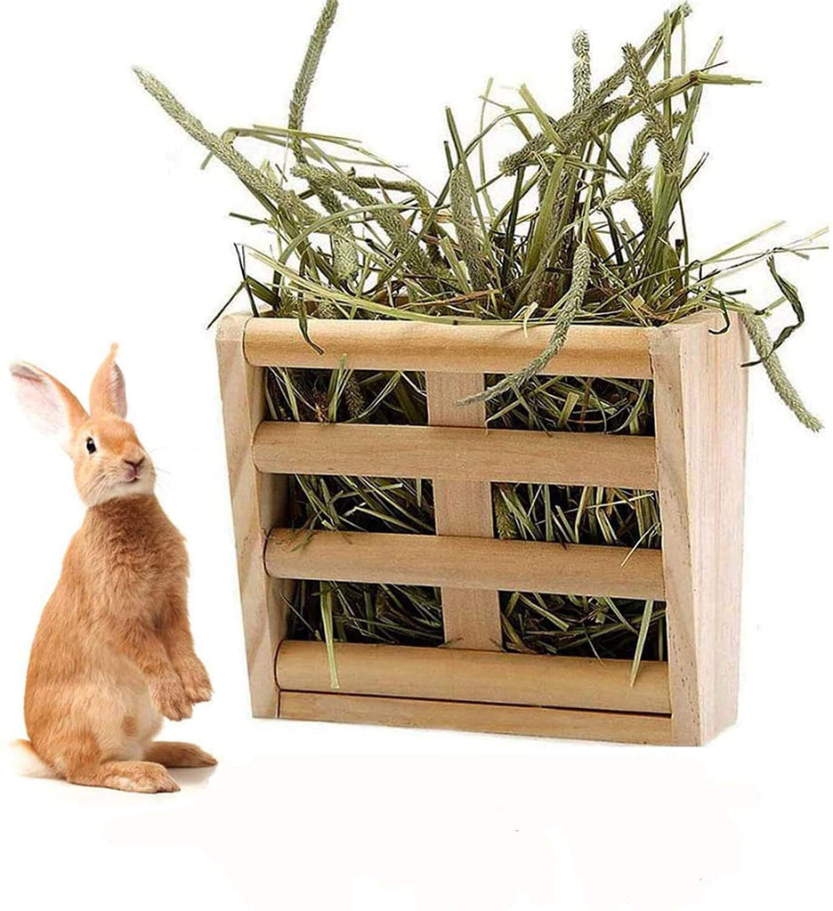 CatHolday ที่ให้อาหารและหญ้าแบบไม้ ที่ให้หญ้ากระต่ายแบบไม้ ที่ให้หญ้ากระต่าย ที่ให้อาหารกระต่าย