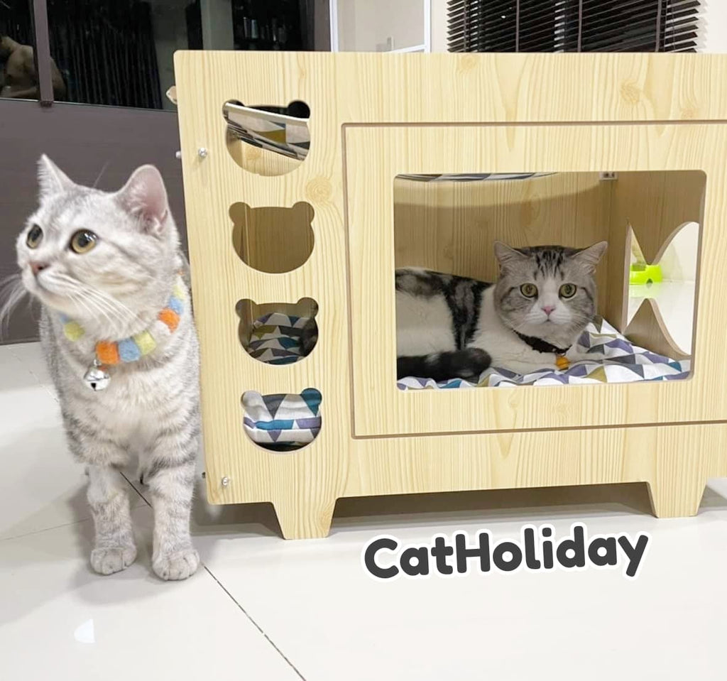 CatHoliday กล่องไม้ TV  กล่องไม้แมว กล่องนอนแมว ที่นอนแมว