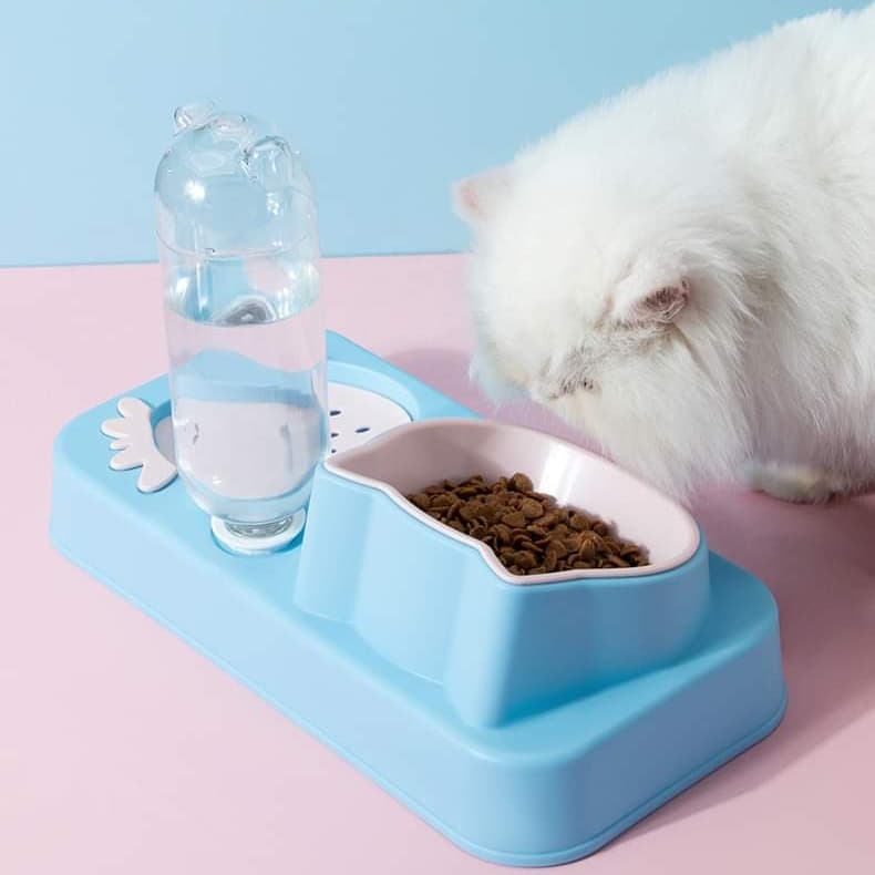 CatHoliday ให้น้ำและอาหารหน้าแมว V2 ชามอาหารแมว ที่ให้น้ำอัตโนมัติ ชามอาหารสัตว์เลี้ยง