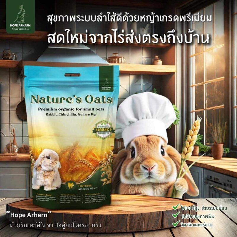 CatHoliday โฮ๊ป อาฮาล หญ้าโอ้ตเกรดพรีเมี่ยม Hope Arharn  Nature's Oat ขนาด 500 กรัม - Image 4