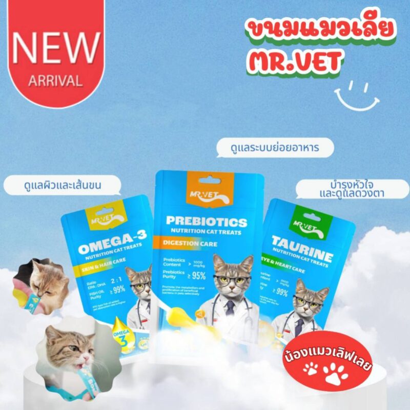 CatHoliday มิสเตอร์เว็ท MRVET ขนมแมวเลีย 1 แพ็ค 4 ซอง 60 กรัม สูตรไก่และตับไก่ เหมาะสำหรับแมวทุกช่วงวัย