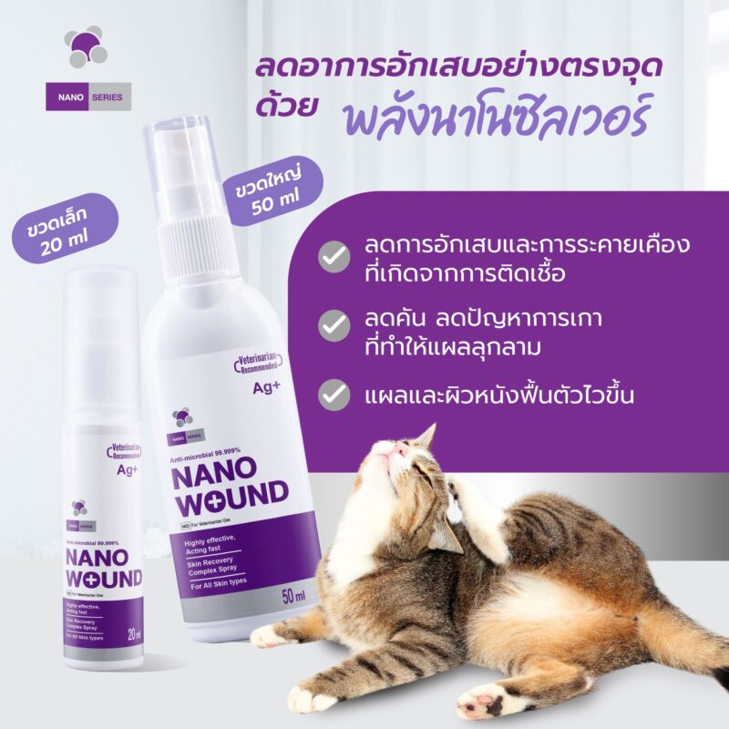 CatHoliday สเปรย์นาโน วูนด์ Nano Wound Spray สเปรย์พ่นแผล สัตว์เลี้ยงทุกชนิด แผลสด ฆ่าเชื้อรา ฆ่าเชื้อแบคทีเรีย - Image 2