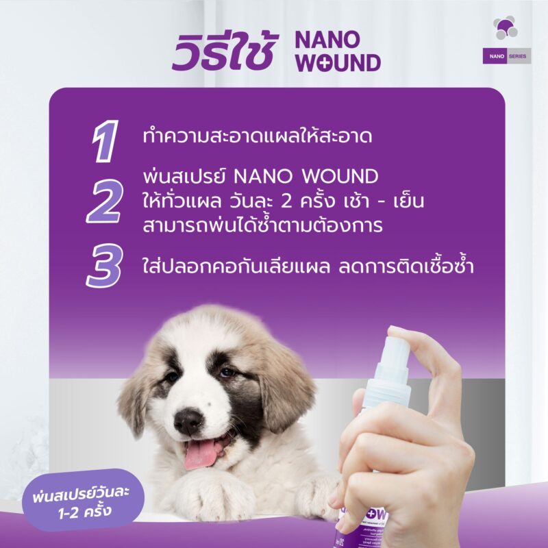 CatHoliday สเปรย์นาโน วูนด์ Nano Wound Spray สเปรย์พ่นแผล สัตว์เลี้ยงทุกชนิด แผลสด ฆ่าเชื้อรา ฆ่าเชื้อแบคทีเรีย - Image 3