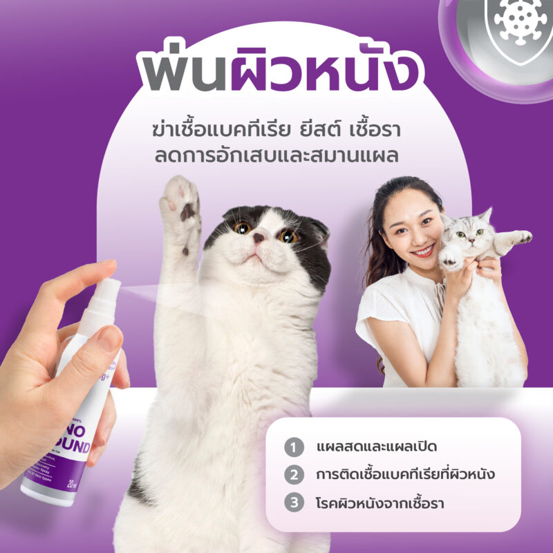 CatHoliday สเปรย์นาโน วูนด์ Nano Wound Spray สเปรย์พ่นแผล สัตว์เลี้ยงทุกชนิด แผลสด ฆ่าเชื้อรา ฆ่าเชื้อแบคทีเรีย - Image 7