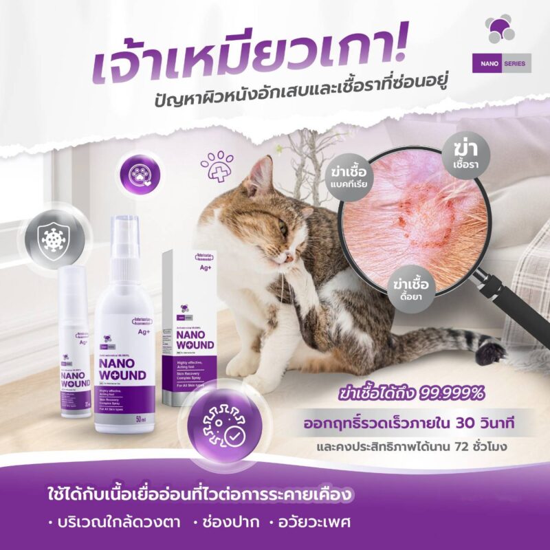 CatHoliday สเปรย์นาโน วูนด์ Nano Wound Spray สเปรย์พ่นแผล สัตว์เลี้ยงทุกชนิด แผลสด ฆ่าเชื้อรา ฆ่าเชื้อแบคทีเรีย - Image 5