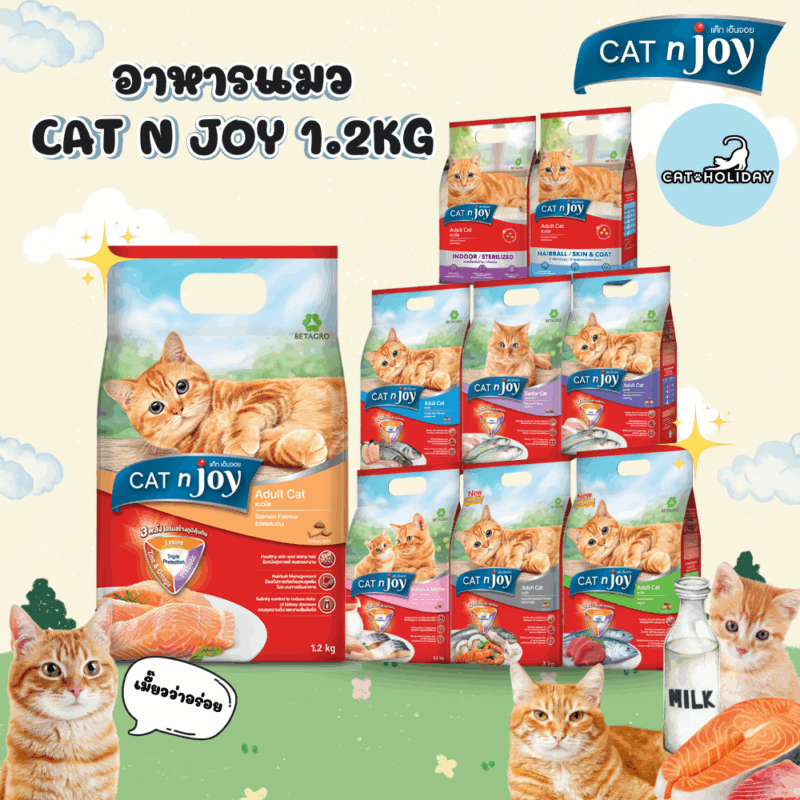CatHoliday อาหารแมว Cat n Joy Tripple Protection แคทเอ็นจอย อาหารเม็ดแมว 1.2 kg