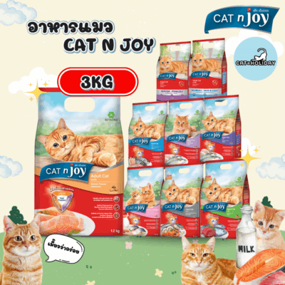 CatHoliday อาหารแมว Cat n Joy Tripple Protection [ ถุง 3 kg ] แคทเอ็นจอย อาหารเม็ดแมว
