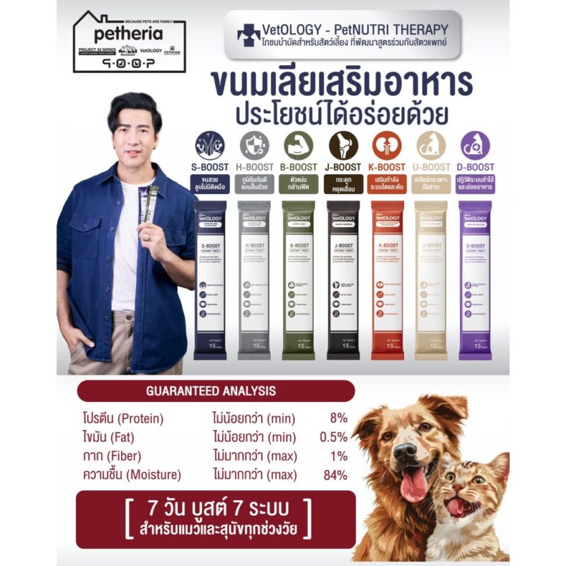 CatHoliday เพ็ทเทอเรีย Petheria VetOLOGY [ยกกล่อง 30 ซอง] ขนมแมวเลีย ยู-บูสต์ ครีมมี่ - Image 2