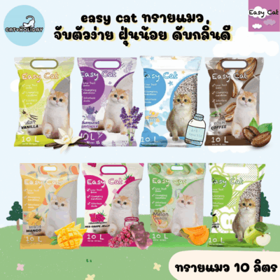 CatHoliday ทรายแมวเม็ดกลม Easy Cat  [10 ลิตร] อีซี่แคท ทรายอนามัย ดับกลิ่นได้ดี จับตัวเป็นก้อน ฝุ่นน้อย