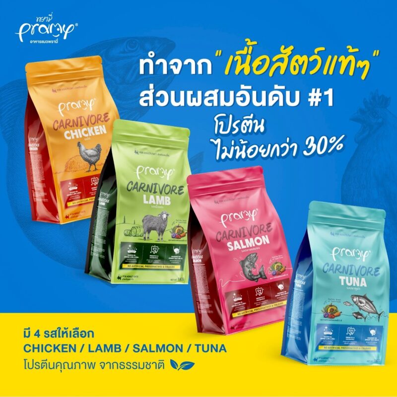 CatHoliday อาหารแมว Pramy Carnivore [ ถุง 1 kg ] พรามี่ สูตรเน้นเนื้อแท้ โปรตีนสูง ไม่มีสารกันบูด - Image 6
