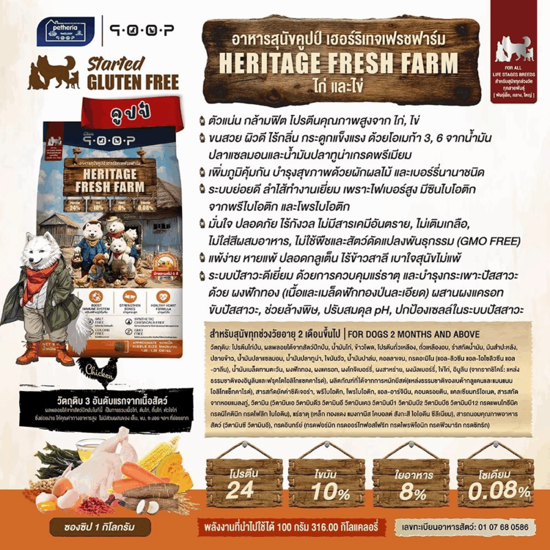 (1 KG) Petheria QOOP อาหารเม็ดสุนัขคูปป์ กลูเตนฟรี ขนสวย ตัวแน่น สุขภาพดี สำหรับสุนัขทุกช่วงวัย ทุกสายพันธุ์ - Image 3