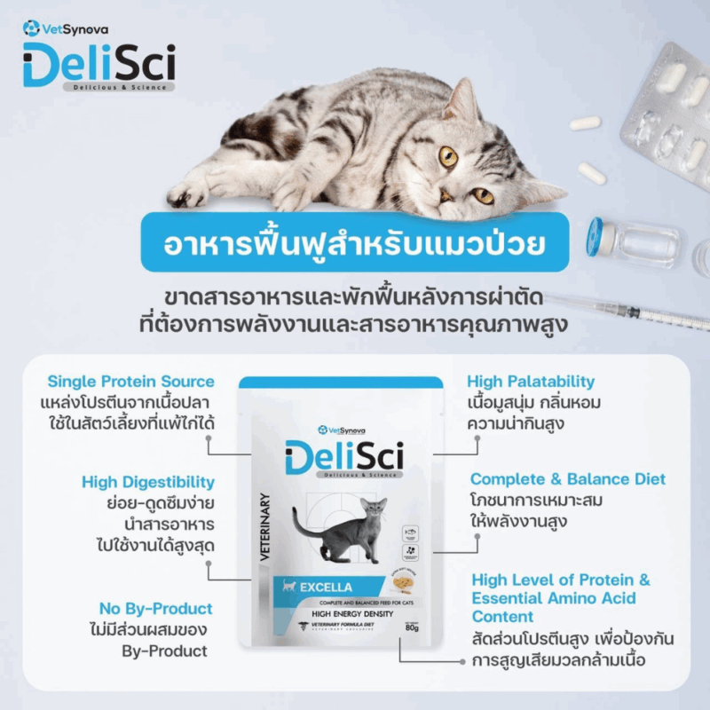 (1 ซอง) DeliSci เดลิซาย อาหารแมวเปียก เนื้อมูส สูตร Complete and Balanced ขนาด 70-80 กรัม - Image 2