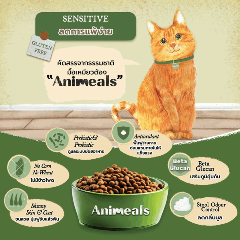 (400g - 1.2kg) แอนิมีลส์ Animeals อาหารแมวเพื่อสุขภาพ สูตรแกะและปลาทะเล สูตรแซลมอนทูน่า แมวกินยากสามารถทานได้ - Image 6