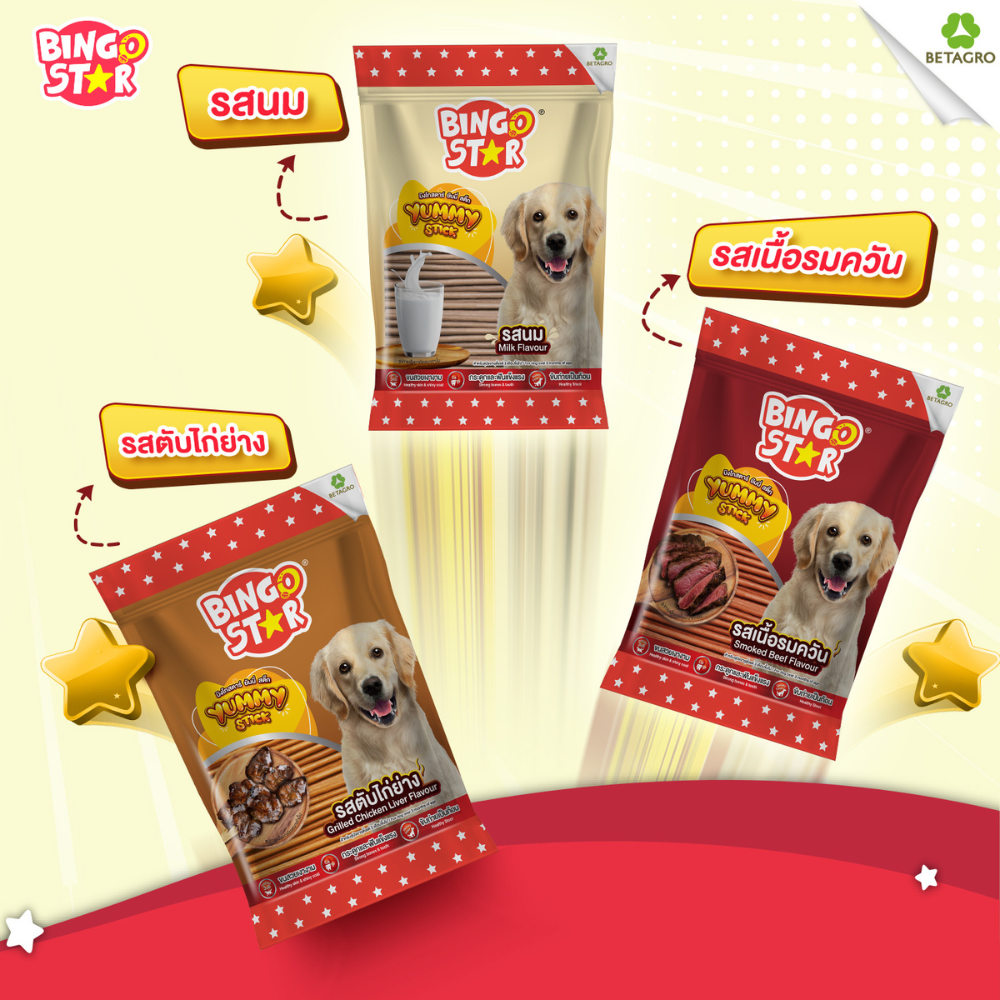 ( 500 g.) ขนมสุนัข Bingo Star Yummy Stick บิงโกสตาร์ยัมมี่สติ๊ก แบบแท่ง หยิบป้อนง่าย มีลายรสชาติ - Image 4