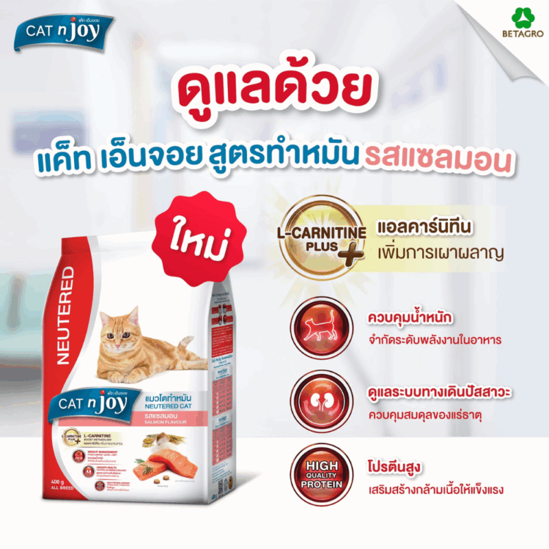 ( 1.2 kg ) อาหารแมว CAT n joy แค็ทเอ็นจอย สูตรแมวโตทำหมัน อาหารเม็ดแมว - Image 2
