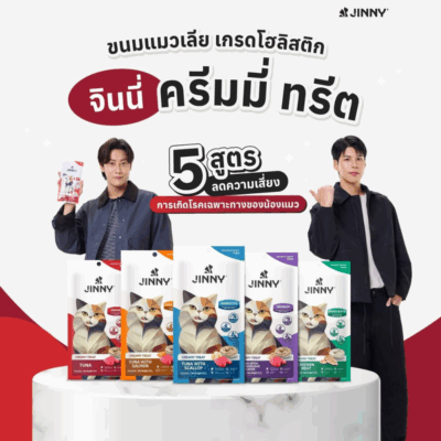 Alternative view of [1 กล่อง 12 แพ็ค/ 60 ซอง] Jinny Creamy Treat จินนี่ ครีมมี่ ทรีต ขนมแมวเลีย เกรดโฮลิสติก ขนาด 75 g.