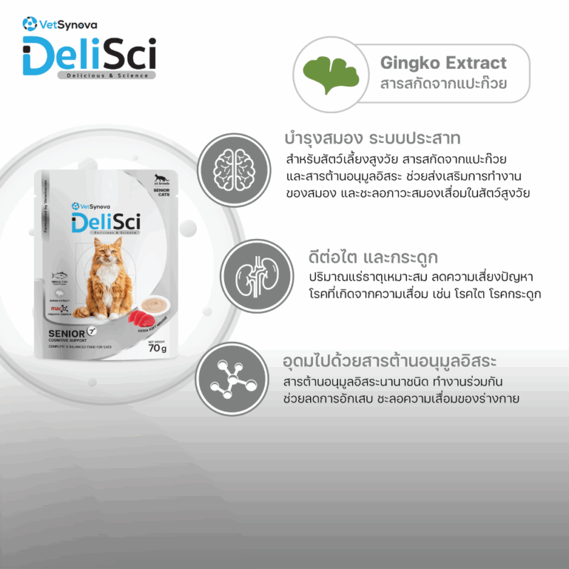 (1 ซอง) DeliSci เดลิซาย อาหารแมวเปียก เนื้อมูส สูตร Complete and Balanced ขนาด 70-80 กรัม - Image 15