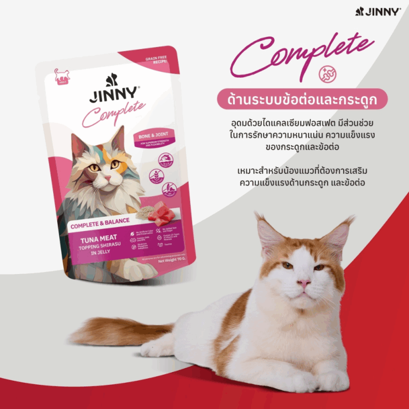 [ยกโหล 12 ซอง] Jinny Complete อาหารเปียกแมว จินนี่ คอมพลีท สูตรเกรนฟรี ไม่เติมเกลือและน้ำตาล - Image 7