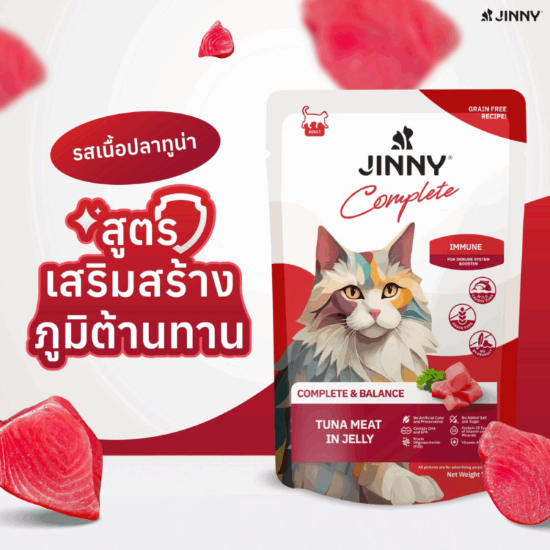 [ยกโหล 12 ซอง] Jinny Complete อาหารเปียกแมว จินนี่ คอมพลีท สูตรเกรนฟรี ไม่เติมเกลือและน้ำตาล - Image 6