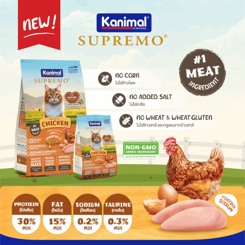 ( 800g- 1 kg ) Kanimal Supremo คานิมอล ซูพรีโม่ อาหารเม็ดแมวพรีเมี่ยม เกรดโฮลิสติก ไม่มีผลพลอยได้จากสัตว์ปีก NON-MGO - Image 4