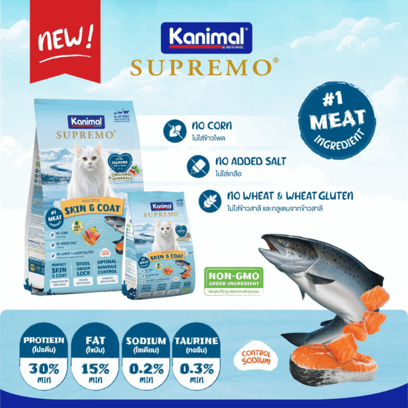 ( 800g- 1 kg ) Kanimal Supremo คานิมอล ซูพรีโม่ อาหารเม็ดแมวพรีเมี่ยม เกรดโฮลิสติก ไม่มีผลพลอยได้จากสัตว์ปีก NON-MGO - Image 2