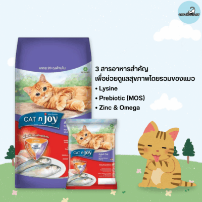 Alternative view of [กระสอบ 16kg] อาหารแมว Cat n Joy Triple Protection แค็ทเอ็นจอย อาหารเม็ดแมว รสปลาทู สูตร แมวโต อายุ 1 ปีขึ้นไป