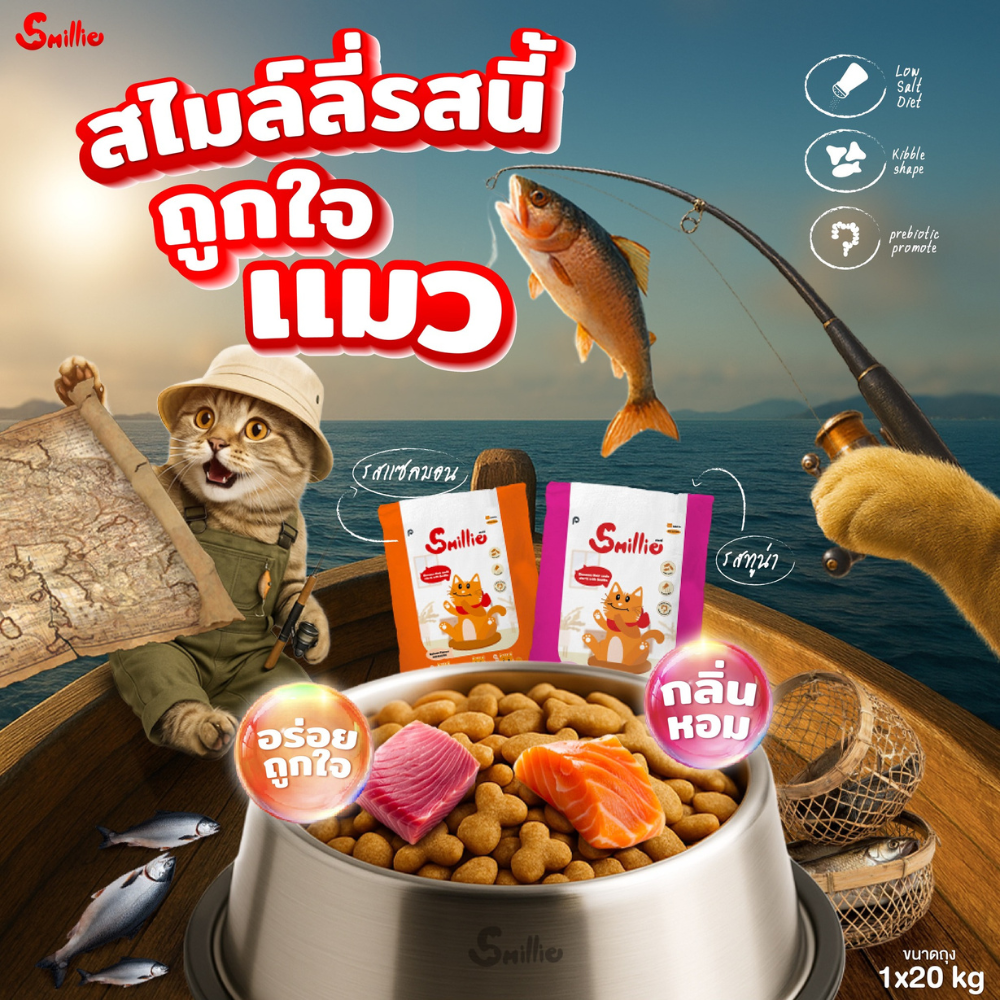 สไมล์ลี่ Smillie อาหารแมว รสแซลมอน รสทูน่า รสปลาทู สำหรับแมวโตทุกสายพันธุ์ โปรตีนสูงจากเนื้อสัตว์คุณภาพ - Image 2
