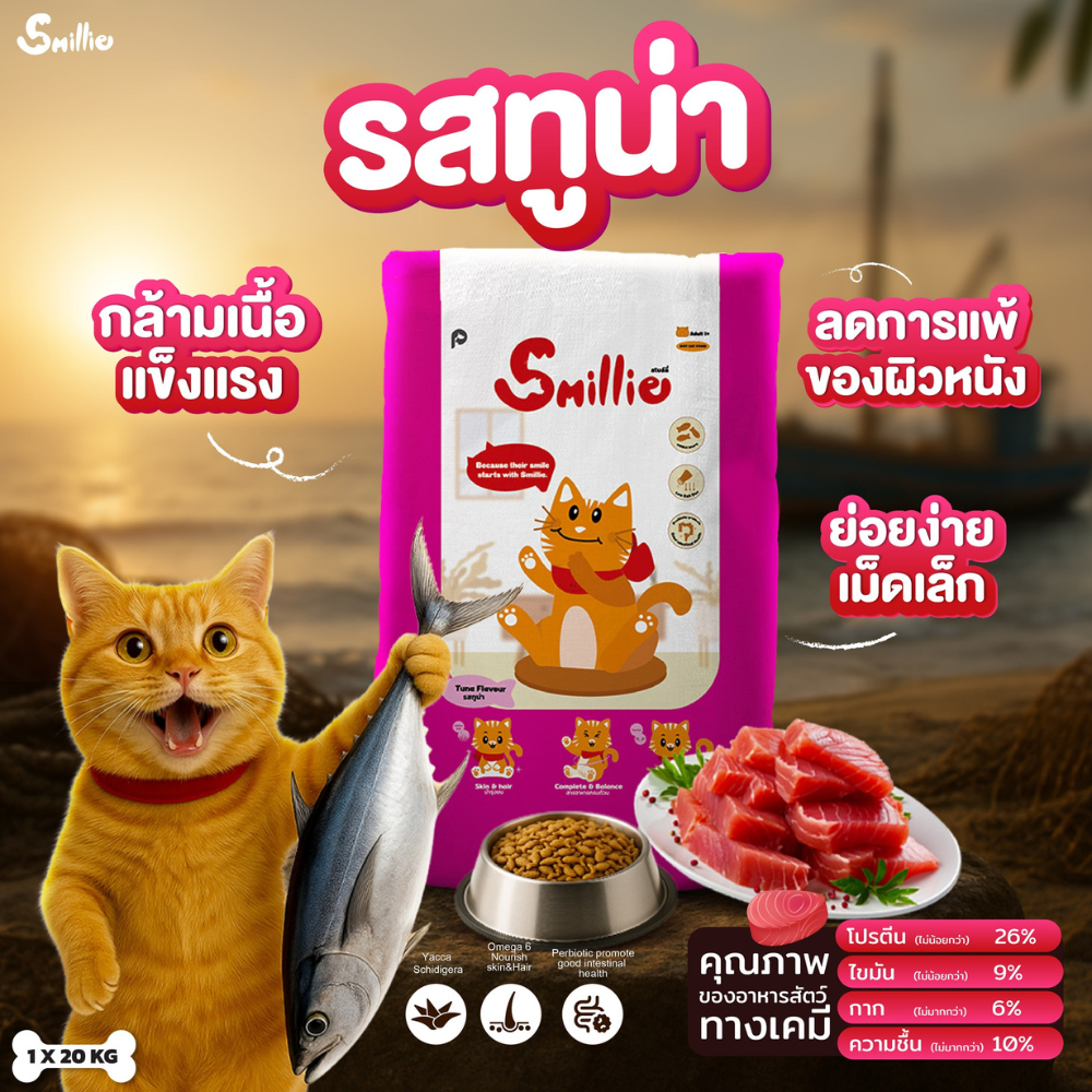 สไมล์ลี่ Smillie อาหารแมว รสแซลมอน รสทูน่า รสปลาทู สำหรับแมวโตทุกสายพันธุ์ โปรตีนสูงจากเนื้อสัตว์คุณภาพ - Image 3