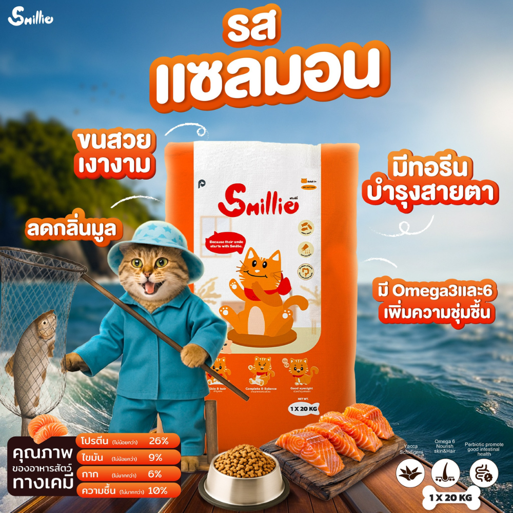สไมล์ลี่ Smillie อาหารแมว รสแซลมอน รสทูน่า รสปลาทู สำหรับแมวโตทุกสายพันธุ์ โปรตีนสูงจากเนื้อสัตว์คุณภาพ - Image 4