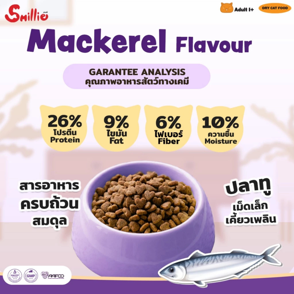 สไมล์ลี่ Smillie อาหารแมว รสแซลมอน รสทูน่า รสปลาทู สำหรับแมวโตทุกสายพันธุ์ โปรตีนสูงจากเนื้อสัตว์คุณภาพ - Image 6