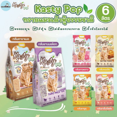 [6 ลิตร] Kasty Pop แคสตี้ป๊อป ทรายแมวเต้าหู้ ธรรมชาติ ไร้ฝุ่น จับตัวเป็นก้อนเร็ว ไม่ติดกระบะทราย ทิ้งชักโครกได้