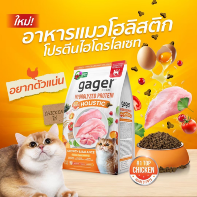 Alternative view of [ถุง 1kg] Gager อาหารแมว กาเจอร์โฮลิสติก โปรตีนไฮโรไลเซท รสไก่ รสไก่งวง สารอาหารครบวงจร Hydrolyzed Protein Holistic