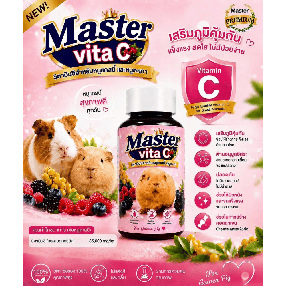 อาหารหนู Master Guinea Pig Food มาสเตอร์ อาหารเม็ดพรีเมียม อาหารหนูแกสบี้ วิตามินหนูแกสบี้ หนูตะเภา หนูเควี่ และสัตว์ฟันแทะ - Image 4